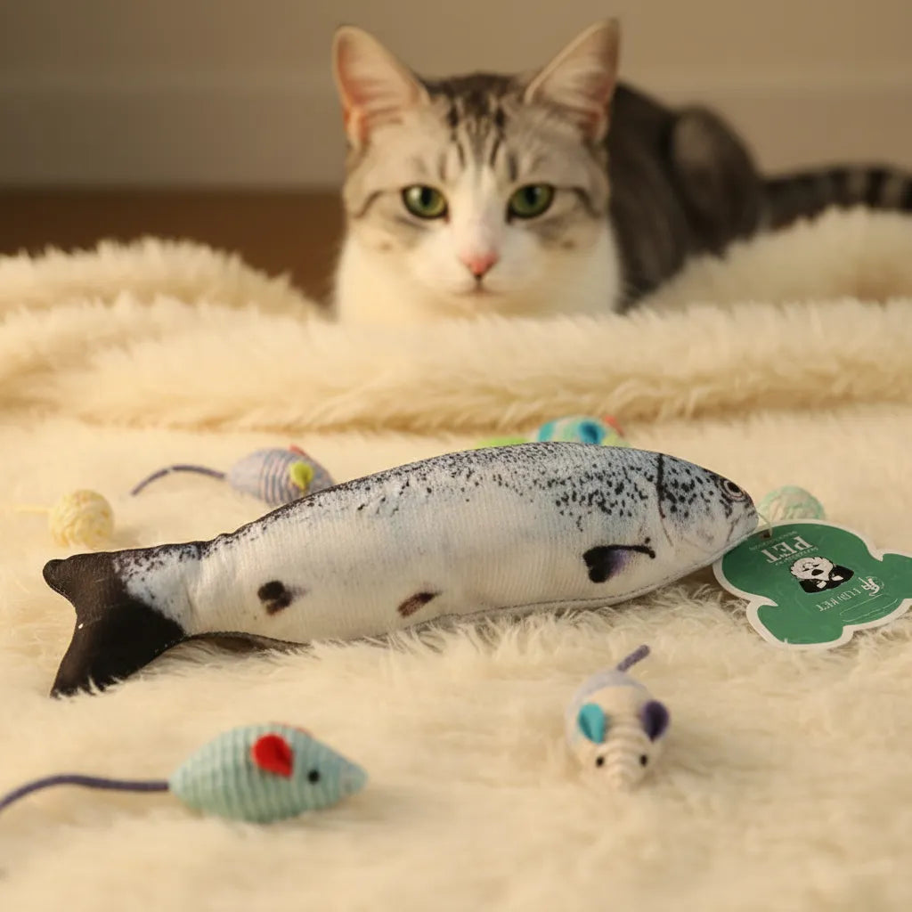 Juguete Para Gatos Pez De Tela Con Hierba Gatera