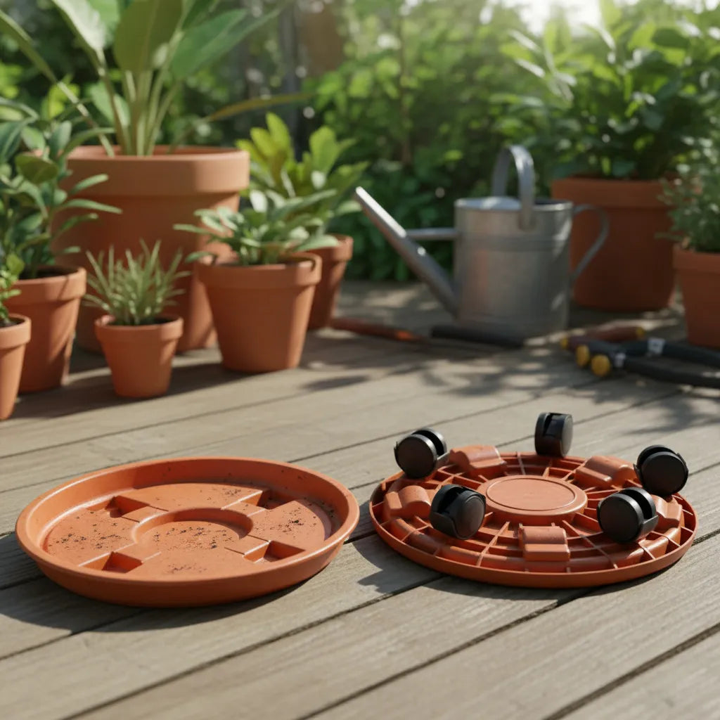 Plato Para Maceta Con Ruedas Chico 30 Cts. Terracota