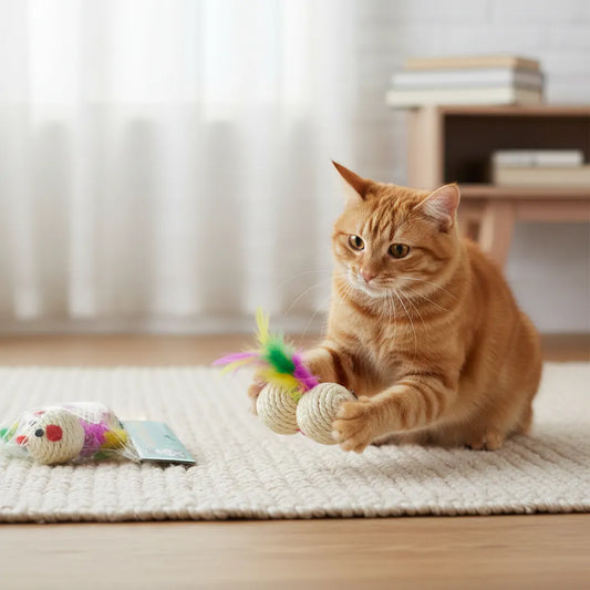 Juguete Para Gatos Raton Rascador Bolita Set X 2