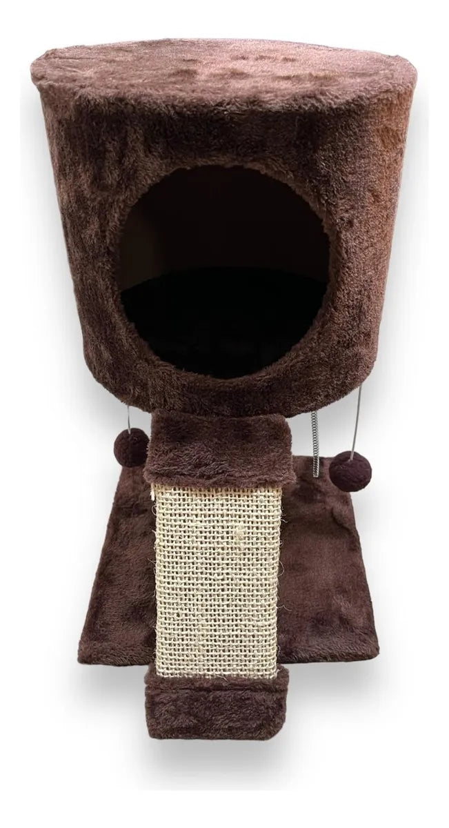 Rascador Para Gatos Con Cama Elevada Marrón Oscuro