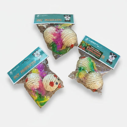 Juguete Para Gatos Raton Rascador Bolita Set X 2