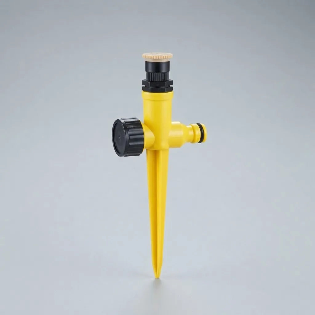 Regador Ajustable 0-360° Amarillo Con Pincho Para Jardín AA