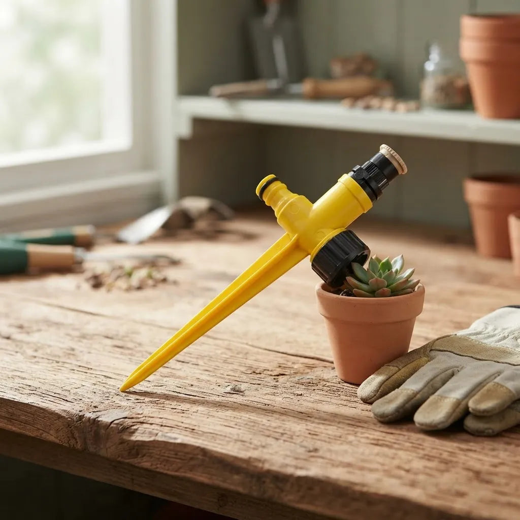 Regador Ajustable 0-360° Amarillo Con Pincho Para Jardín AA