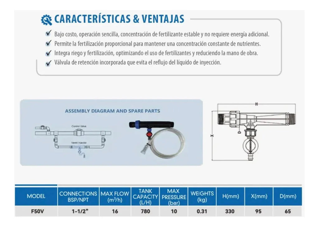 Fertilizador Ventury 1'' Con Kit De Succión Agro A