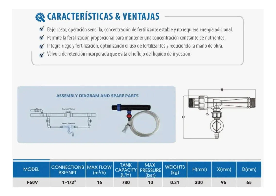 Fertilizador Ventury 1'' Con Kit De Succión Agro A