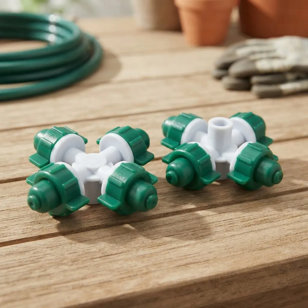 Micro Aspersor De Riego 4 Salidas 32 L/h Blanco Y Verde X10u