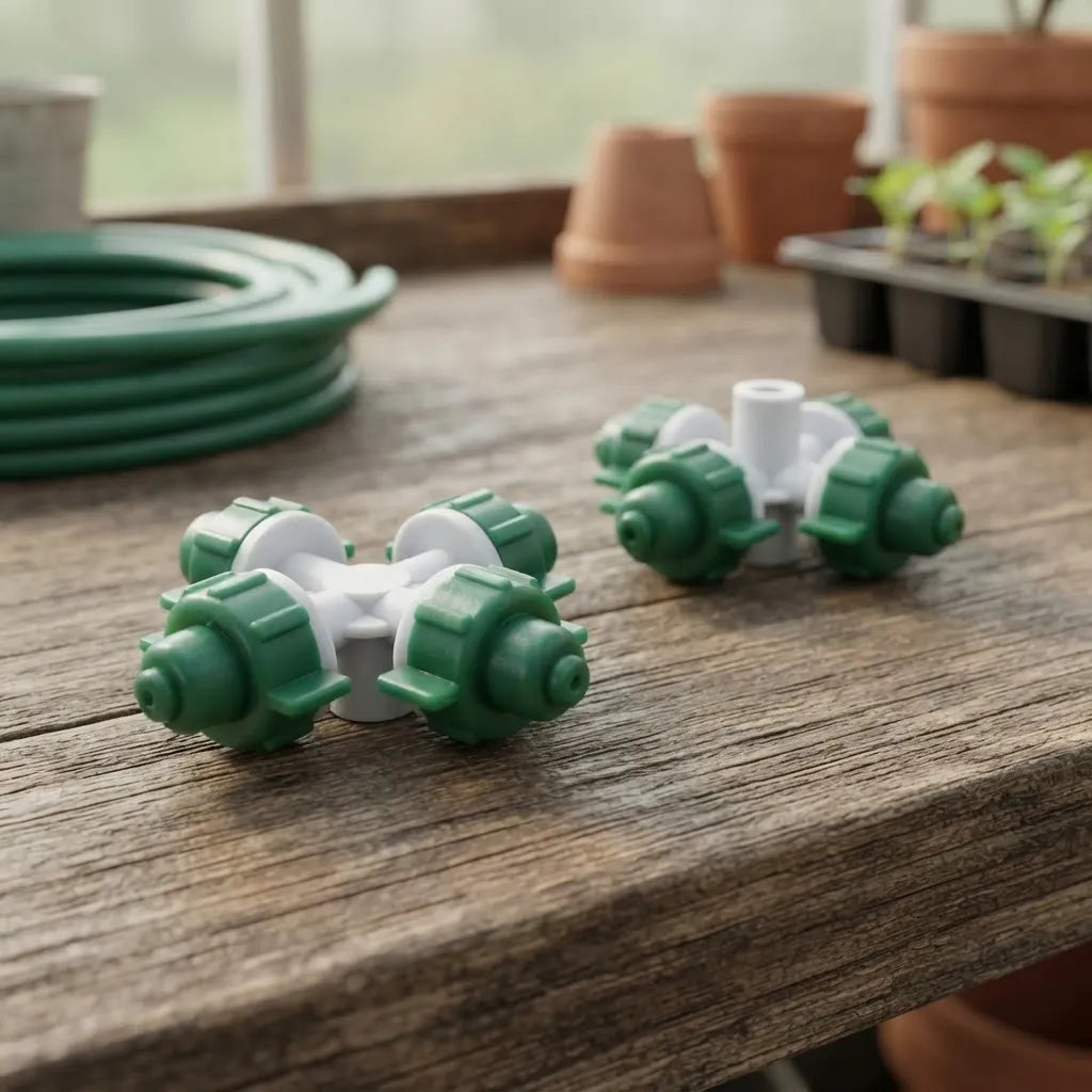 Micro Aspersor De Riego 4 Salidas 32 L/h Blanco Y Verde X10u