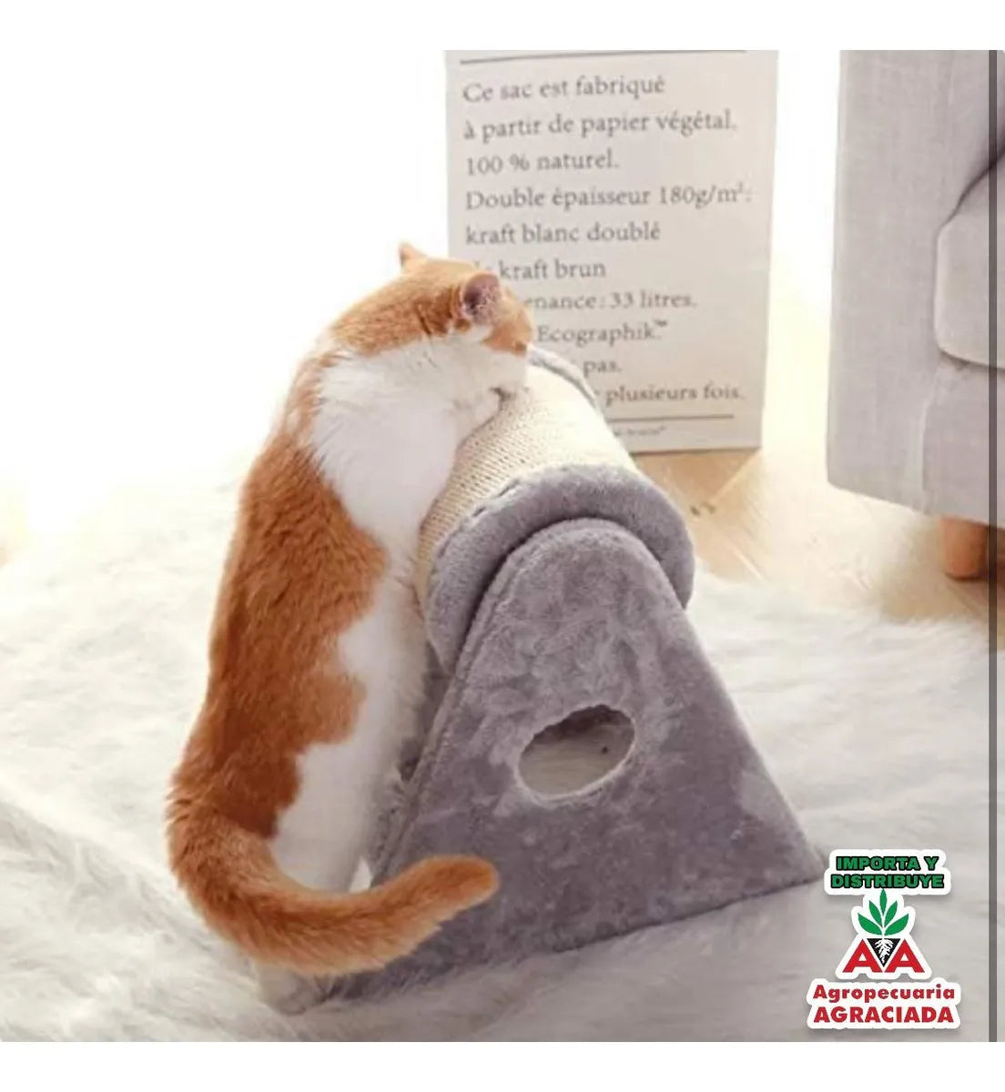 Rascador Para Gatos Con Barril Giratorio Gris
