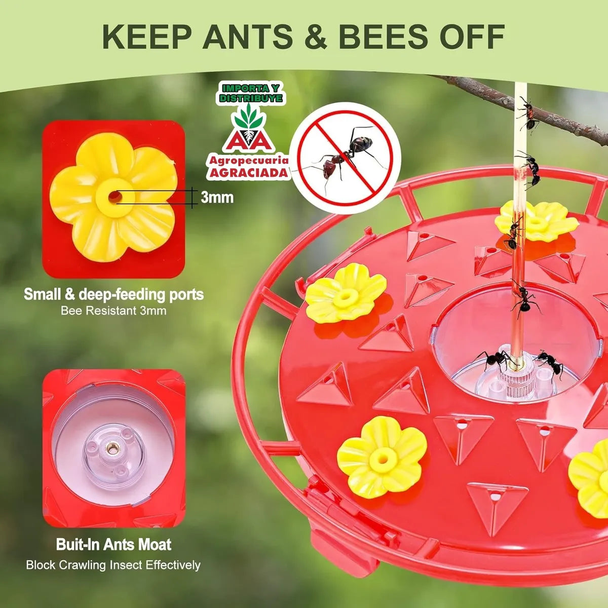 Bebedero Picaflor O Colibrí Plato Agro-a Rojo