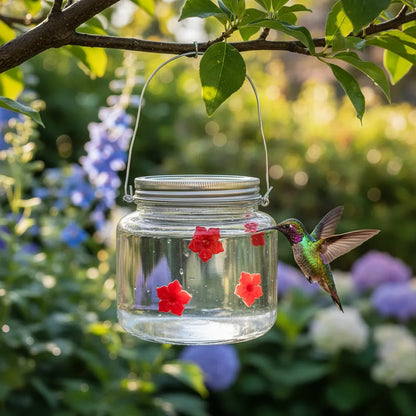 Bebedero Para Colibríes Con Puertos De Flores Transparente Transparente