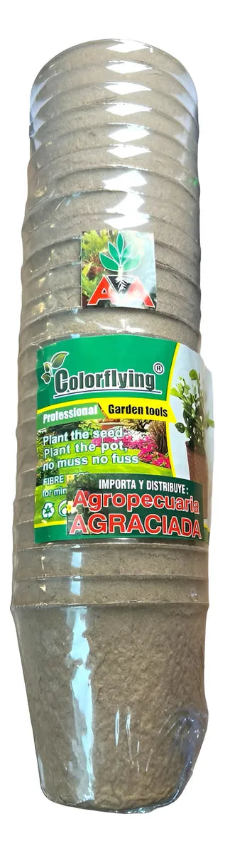 Maceta Biodegradables Importadas 6 X 6 Cts. X 24 Unidades Marrón Claro Bidodegradable Redonda