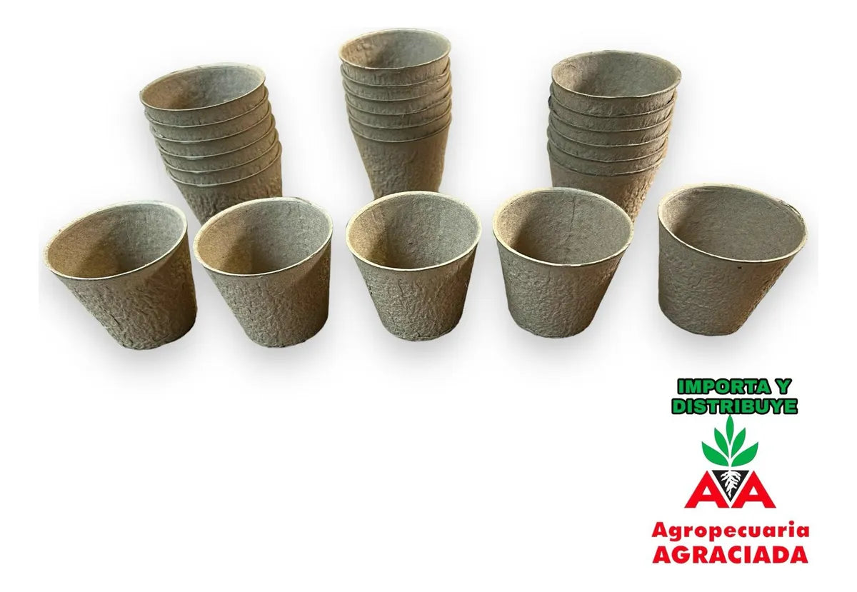 Maceta Biodegradables Importadas 6 X 6 Cts. X 24 Unidades Marrón Claro Bidodegradable Redonda