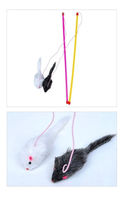 Juguete Para Gatos Caña Con Cascabel Y Raton