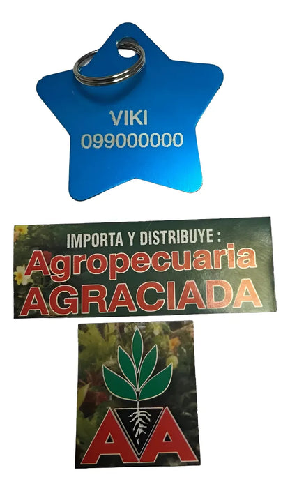 Chapitas Placas Identificadoras De Mascotas Estrella Grabada