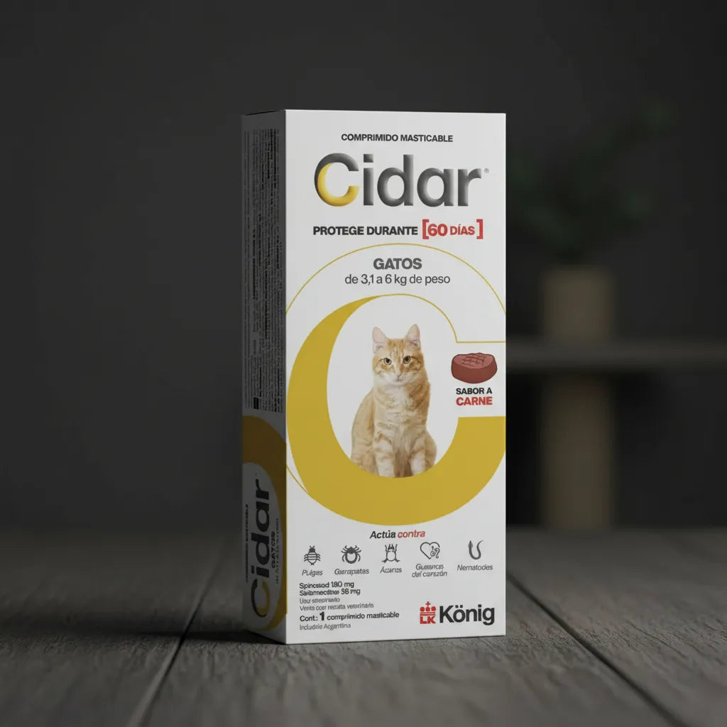 Pastilla Gato Antipulgas Cidar 3,1-6kg Marrón