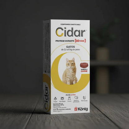 Pastilla Gato Antipulgas Cidar 3,1-6kg Marrón
