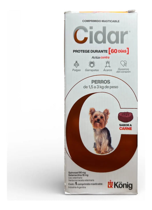 Pastilla Antiparasitaria Konig Para Perros 1,5-3 Kg 1 Comp. Marrón