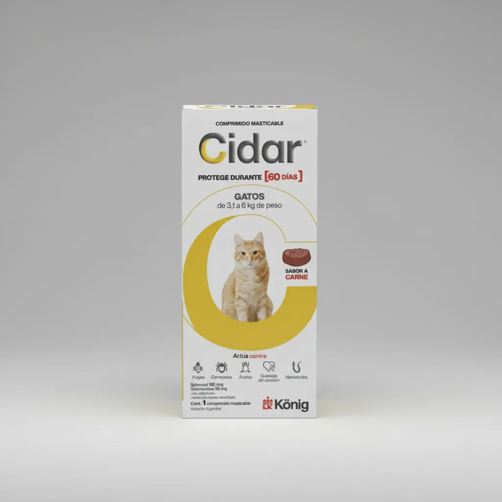 Pastilla Gato Antipulgas Cidar 3,1-6kg Marrón