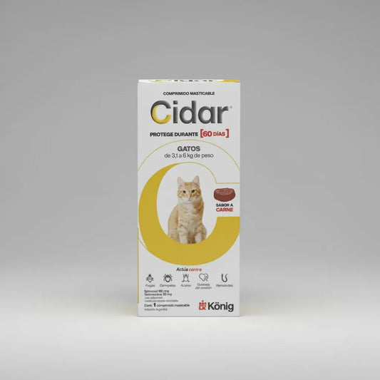 Pastilla Gato Antipulgas Cidar 3,1-6kg Marrón