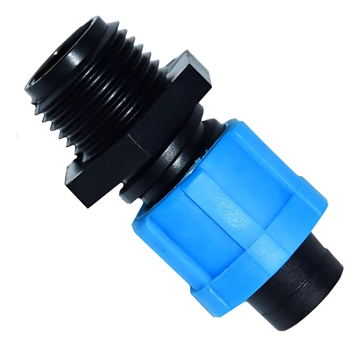 Conector Cinta Manguera De Riego Por Goteo 16mm A Rosca 1/2 Azul Con Negro