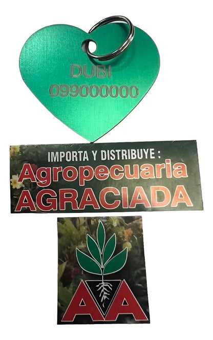 Chapitas Placas Identificadoras De Mascotas Corazon Grabadas