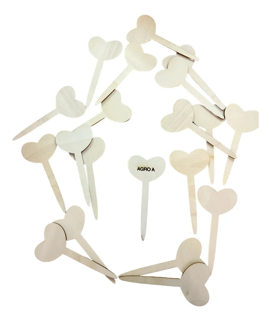 Identificadores De Plantas De Bambú Modelo Corazón X10 Marrón Claro Corazón