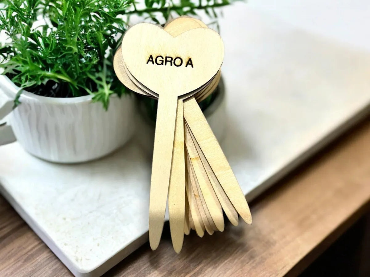 Identificadores De Plantas De Bambú Modelo Corazón X10 Marrón Claro Corazón