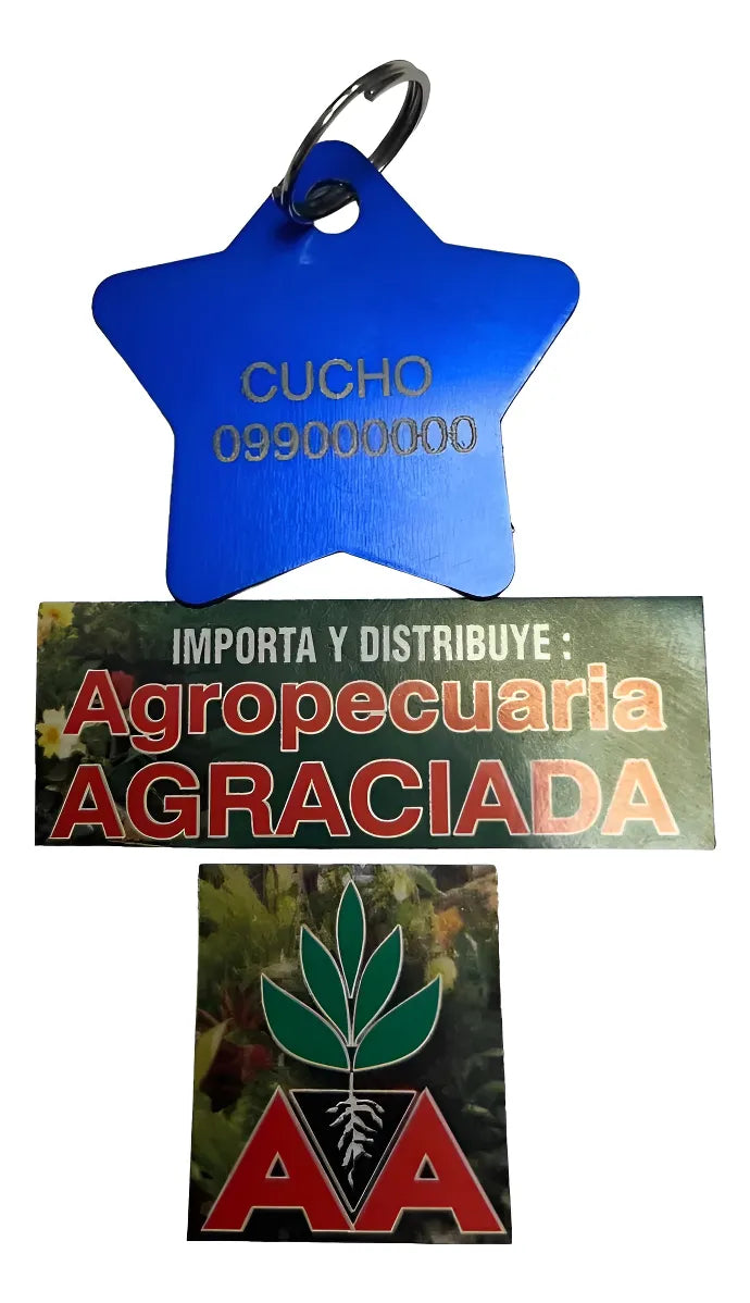 Chapitas Placas Identificadoras De Mascotas Estrella Grabada