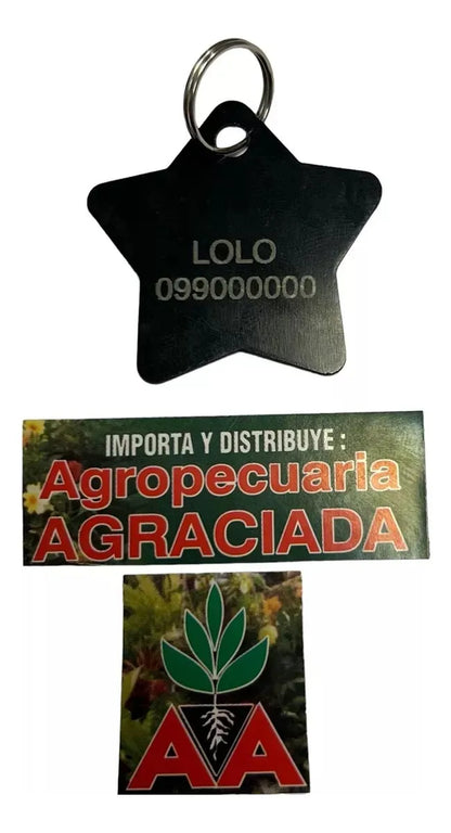 Chapitas Placas Identificadoras De Mascotas Estrella Grabada