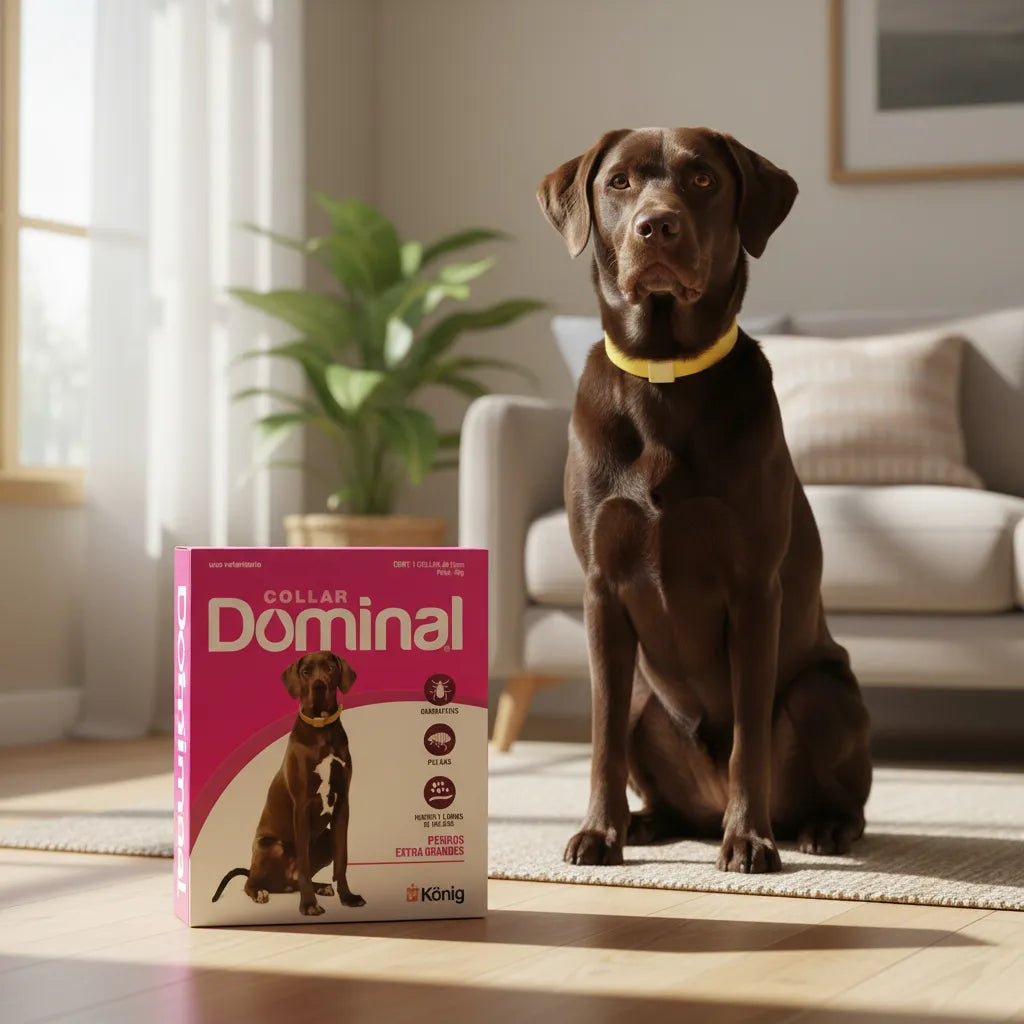 Collar Antiparasitario Dominal Extra Grande Perro. Marrón Claro