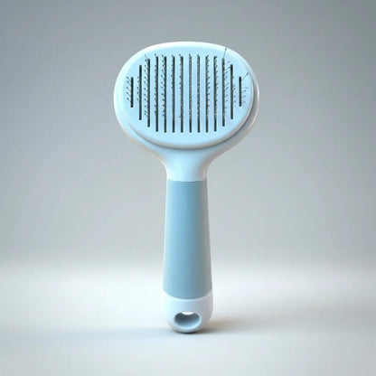 Peine Cepillo De Fácil Limpieza Con Botón Mascota Quita Pelo Azul Petróleo