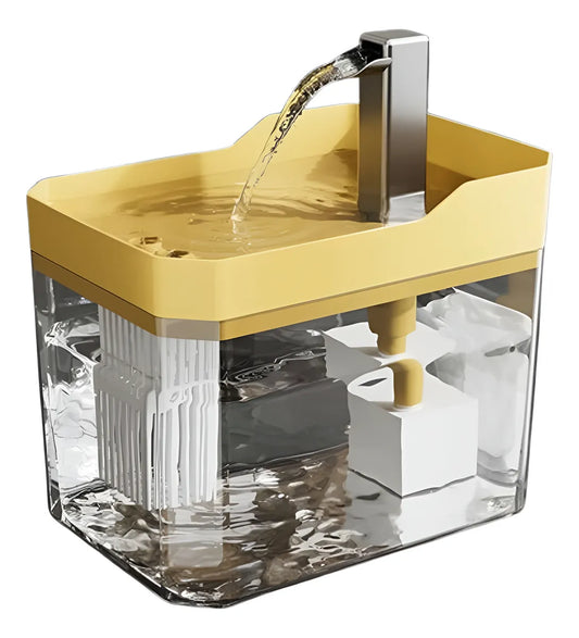 Fuente Bebedero Para Mascotas Agua Fresca Para Perro Y Gato Amarillo