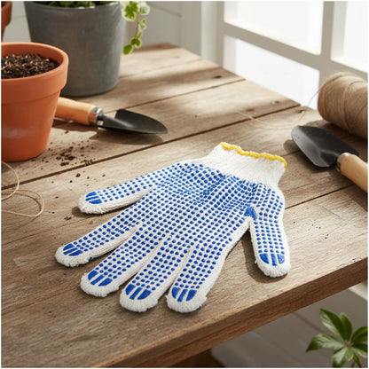 Guantes de Jardineria Puntos Azules con Goma
