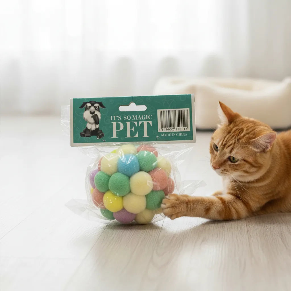 Juguete Para Gatos Esfera Multicolor En Tela