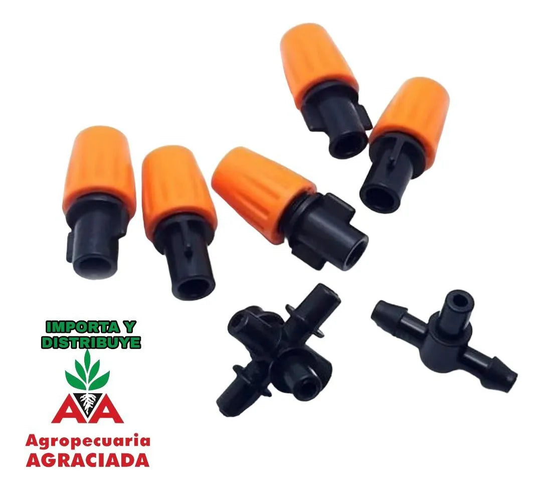 Nebulizador Plantas Para Riego Gotero Vivero Con Unión T