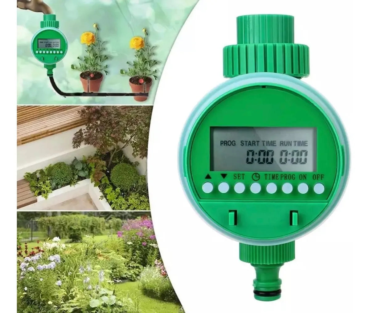 Programador De Riego Automático A Pilas Para Canilla Verde Oscuro