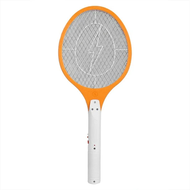 Raqueta Anti Mosquitos Recargable Con Linterna Led Naranja