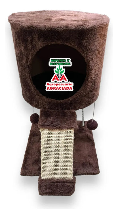 Rascador Para Gatos Con Cama Elevada Marrón Oscuro