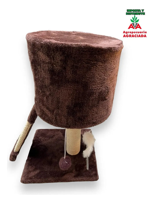 Rascador Para Gatos Con Cama Elevada Marrón Oscuro
