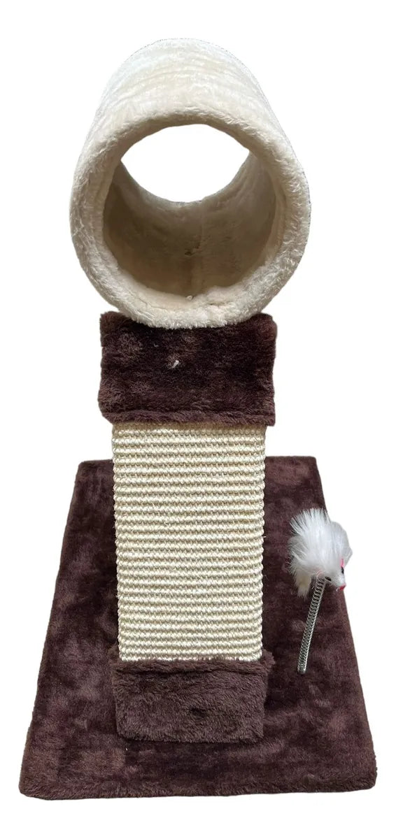 Rascador Para Gatos Con Tubo Cama Blanco